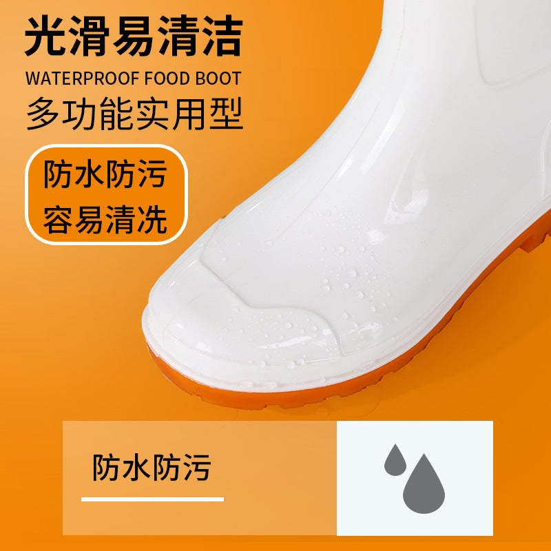White Rubber Shoes, Military Boots, Neutral, Logo Can Be Added, Waterproof Boots, Non-Slip Labor Protection Boots, Men'S And Women'S Food Workshop White Work Shoes - Image 4
